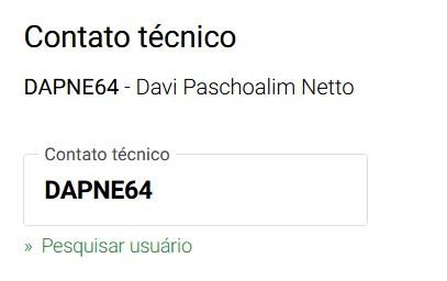 Campo Contato técnico do registro.br preenchido com DAPNE64